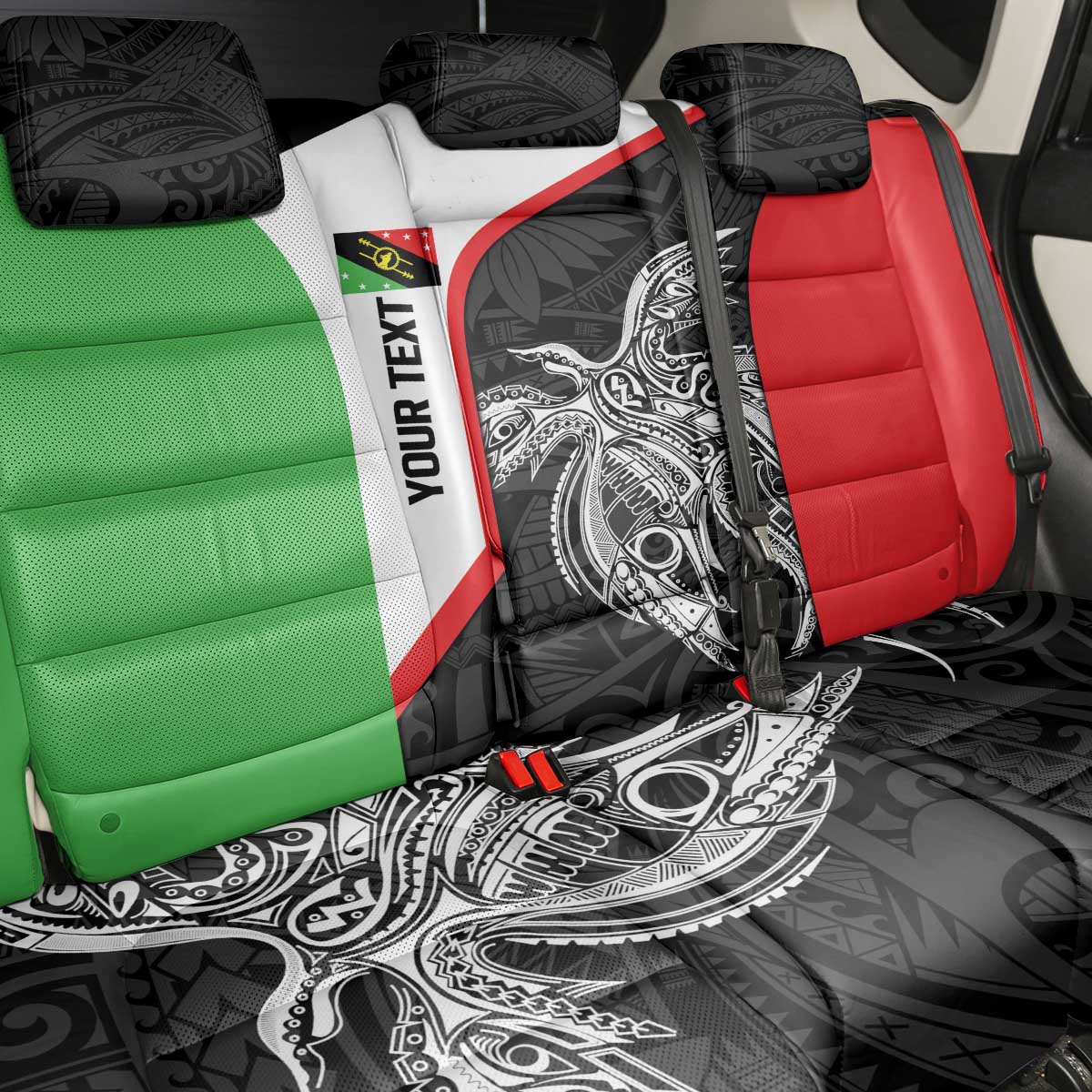 Personalised PNG Southern Highlands Province Back Car Seat Cover Bird of Paradise Tattoo Flag Motif LT9 - Polynesian Pride
