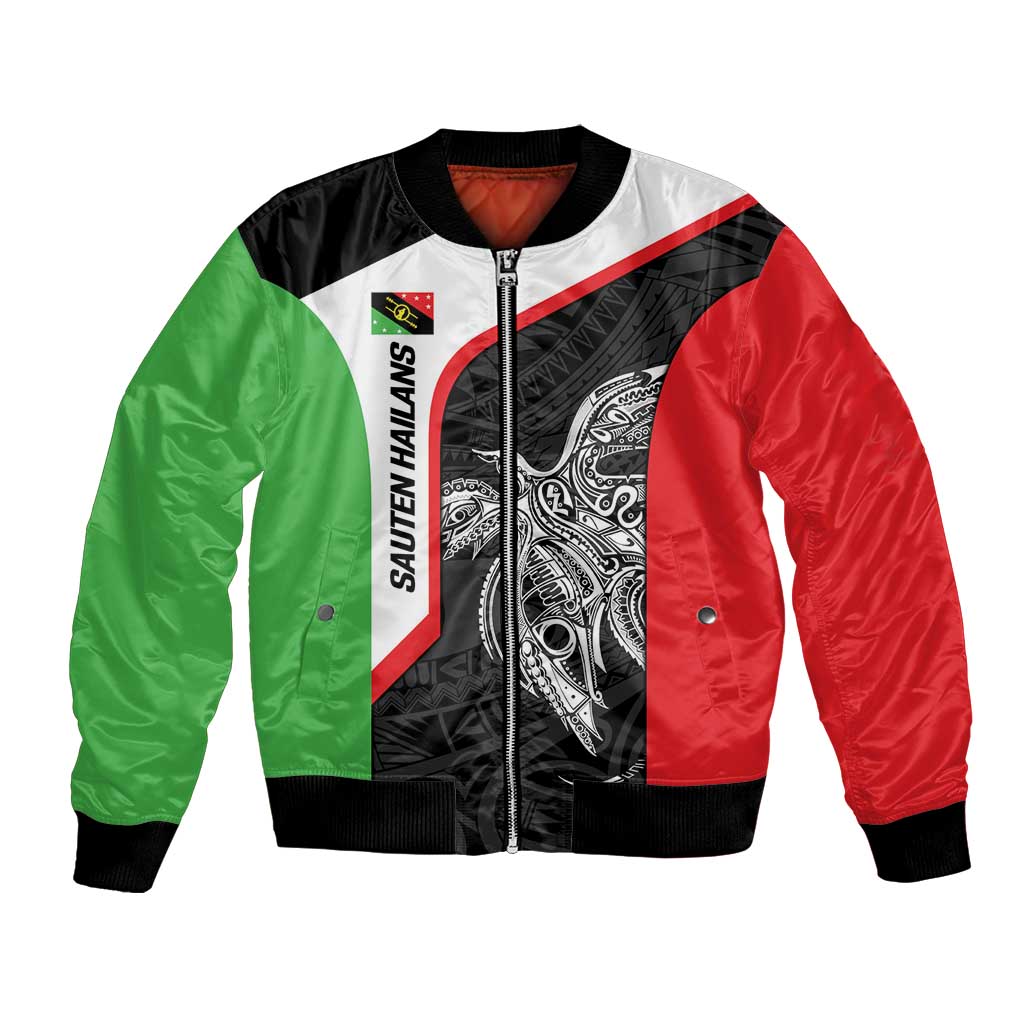 Personalised PNG Southern Highlands Province Bomber Jacket Bird of Paradise Tattoo Flag Motif LT9 Unisex Red - Polynesian Pride
