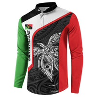 Personalised PNG Southern Highlands Province Button Sweatshirt Bird of Paradise Tattoo Flag Motif LT9 - Polynesian Pride
