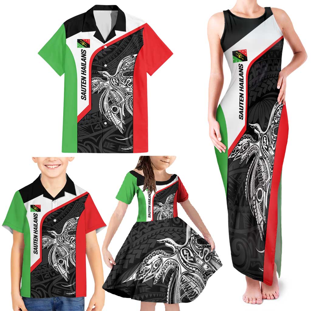 Personalised PNG Southern Highlands Province Family Matching Tank Maxi Dress and Hawaiian Shirt Bird of Paradise Tattoo Flag Motif LT9 - Polynesian Pride