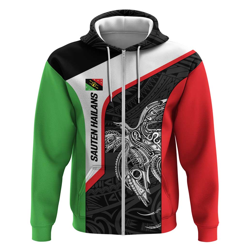 Personalised PNG Southern Highlands Province Hoodie Bird of Paradise Tattoo Flag Motif LT9 Zip Hoodie Red - Polynesian Pride
