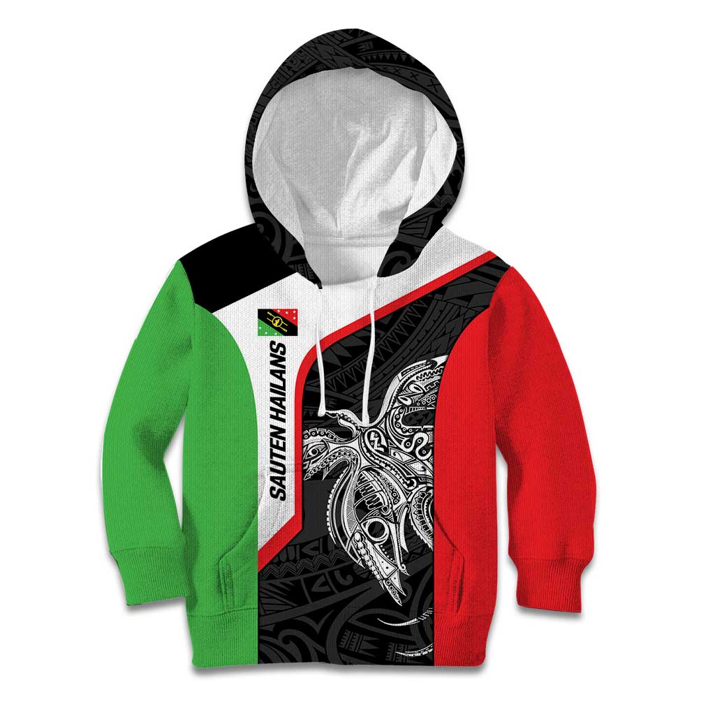 Personalised PNG Southern Highlands Province Kid Hoodie Bird of Paradise Tattoo Flag Motif LT9 Hoodie Red - Polynesian Pride