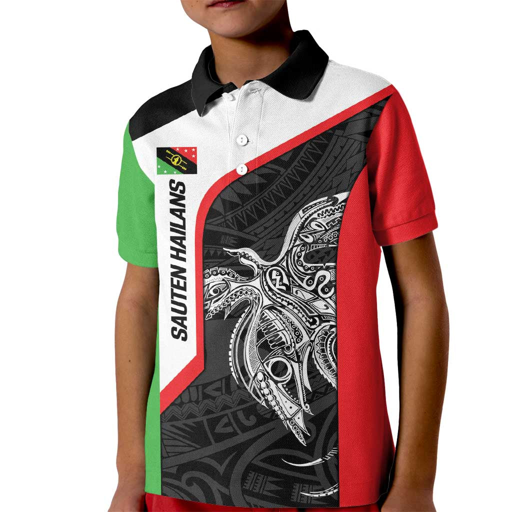 Personalised PNG Southern Highlands Province Kid Polo Shirt Bird of Paradise Tattoo Flag Motif LT9 Kid Red - Polynesian Pride