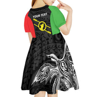 Personalised PNG Southern Highlands Province Kid Short Sleeve Dress Bird of Paradise Tattoo Flag Motif LT9 - Polynesian Pride