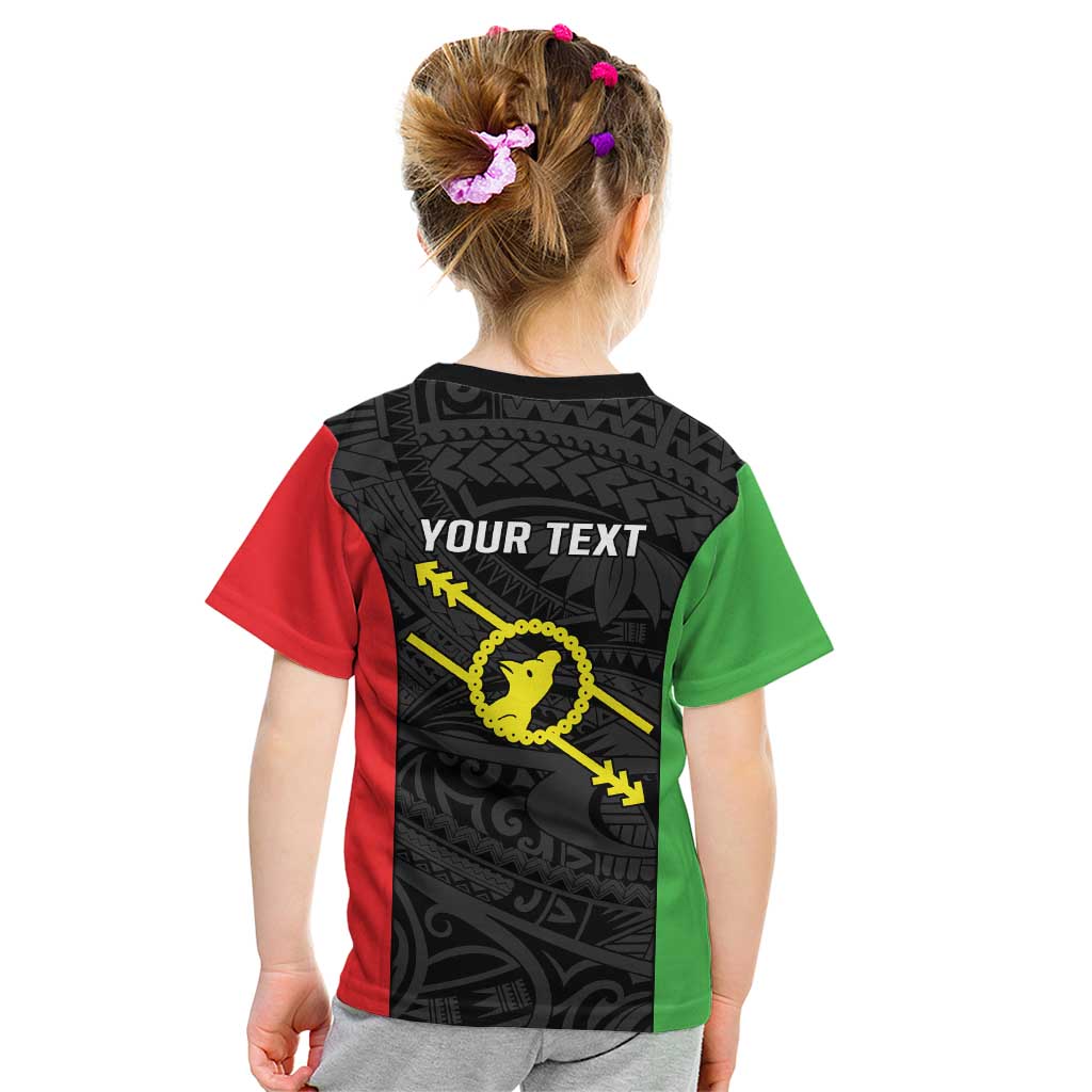 Personalised PNG Southern Highlands Province Kid T Shirt Bird of Paradise Tattoo Flag Motif LT9 - Polynesian Pride