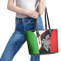 Personalised PNG Southern Highlands Province Leather Tote Bag Bird of Paradise Tattoo Flag Motif LT9 - Polynesian Pride