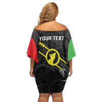 Personalised PNG Southern Highlands Province Off Shoulder Short Dress Bird of Paradise Tattoo Flag Motif LT9 - Polynesian Pride