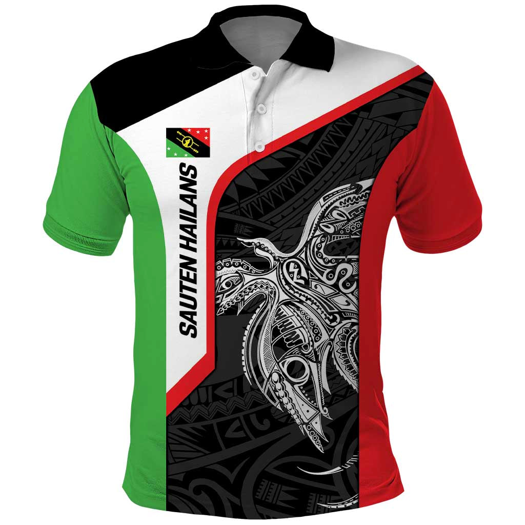 Personalised PNG Southern Highlands Province Polo Shirt Bird of Paradise Tattoo Flag Motif LT9 Red - Polynesian Pride