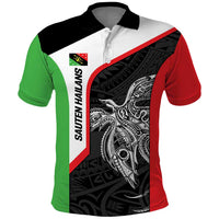 Personalised PNG Southern Highlands Province Polo Shirt Bird of Paradise Tattoo Flag Motif LT9 Red - Polynesian Pride