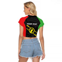 Personalised PNG Southern Highlands Province Raglan Cropped T Shirt Bird of Paradise Tattoo Flag Motif LT9 - Polynesian Pride