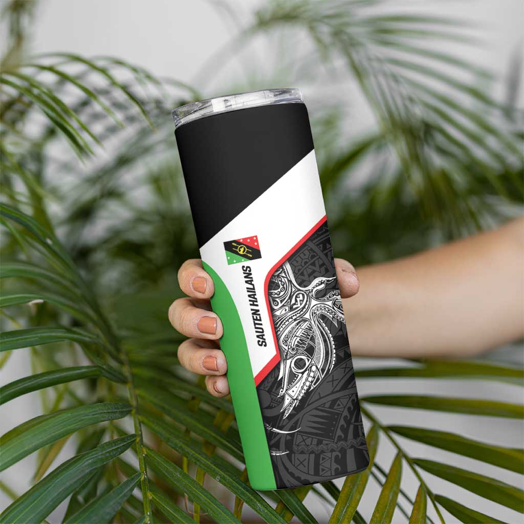 Personalised PNG Southern Highlands Province Skinny Tumbler Bird of Paradise Tattoo Flag Motif LT9 - Polynesian Pride
