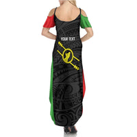 Personalised PNG Southern Highlands Province Summer Maxi Dress Bird of Paradise Tattoo Flag Motif LT9 - Polynesian Pride