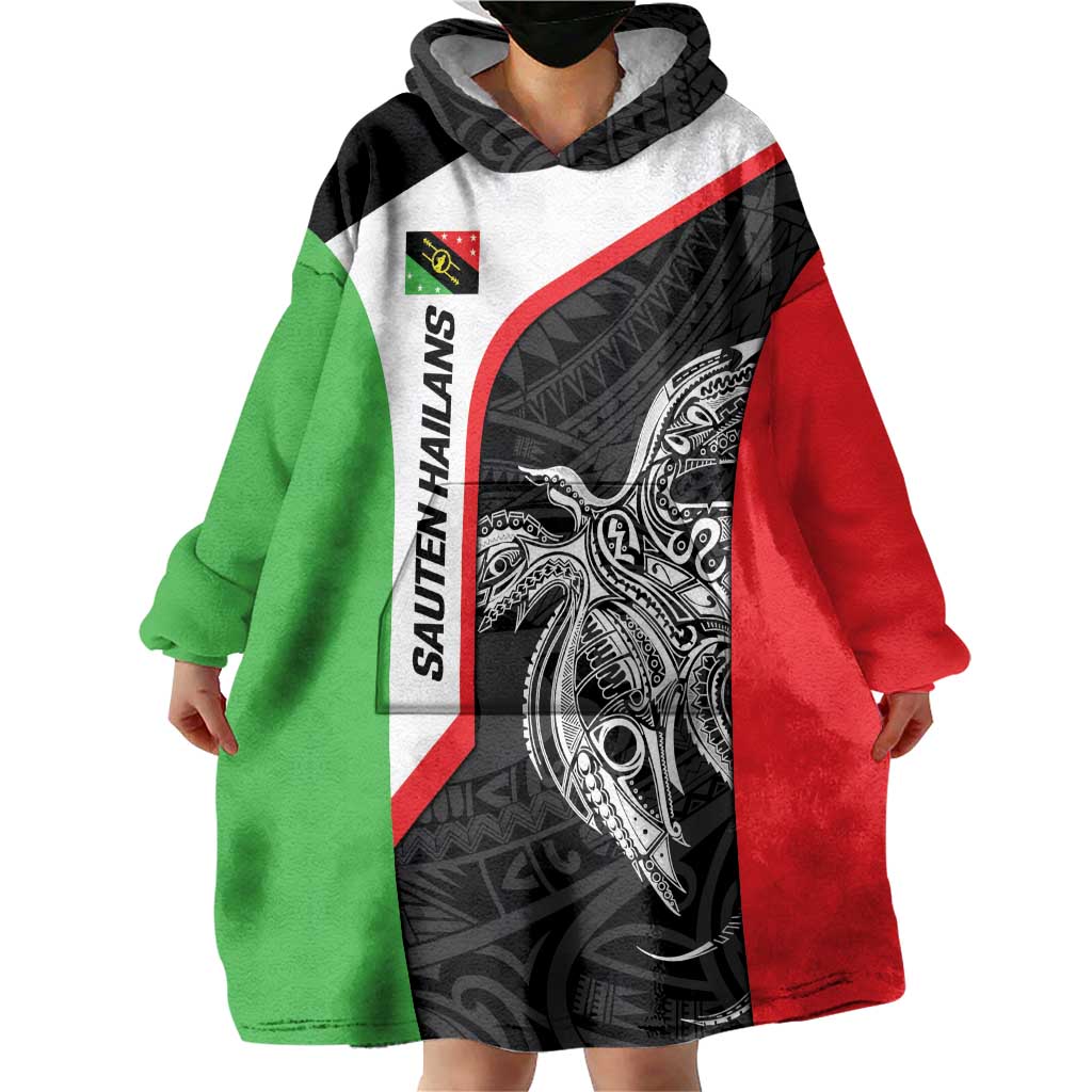 Personalised PNG Southern Highlands Province Wearable Blanket Hoodie Bird of Paradise Tattoo Flag Motif LT9 - Polynesian Pride