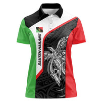 Personalised PNG Southern Highlands Province Women Polo Shirt Bird of Paradise Tattoo Flag Motif LT9 Female Red - Polynesian Pride
