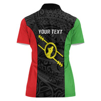 Personalised PNG Southern Highlands Province Women Polo Shirt Bird of Paradise Tattoo Flag Motif LT9 - Polynesian Pride