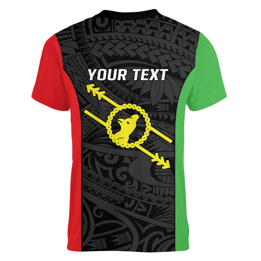 Personalised PNG Southern Highlands Province Women V-Neck T-Shirt Bird of Paradise Tattoo Flag Motif LT9 - Polynesian Pride
