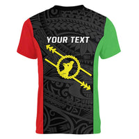 Personalised PNG Southern Highlands Province Women V-Neck T-Shirt Bird of Paradise Tattoo Flag Motif LT9 - Polynesian Pride