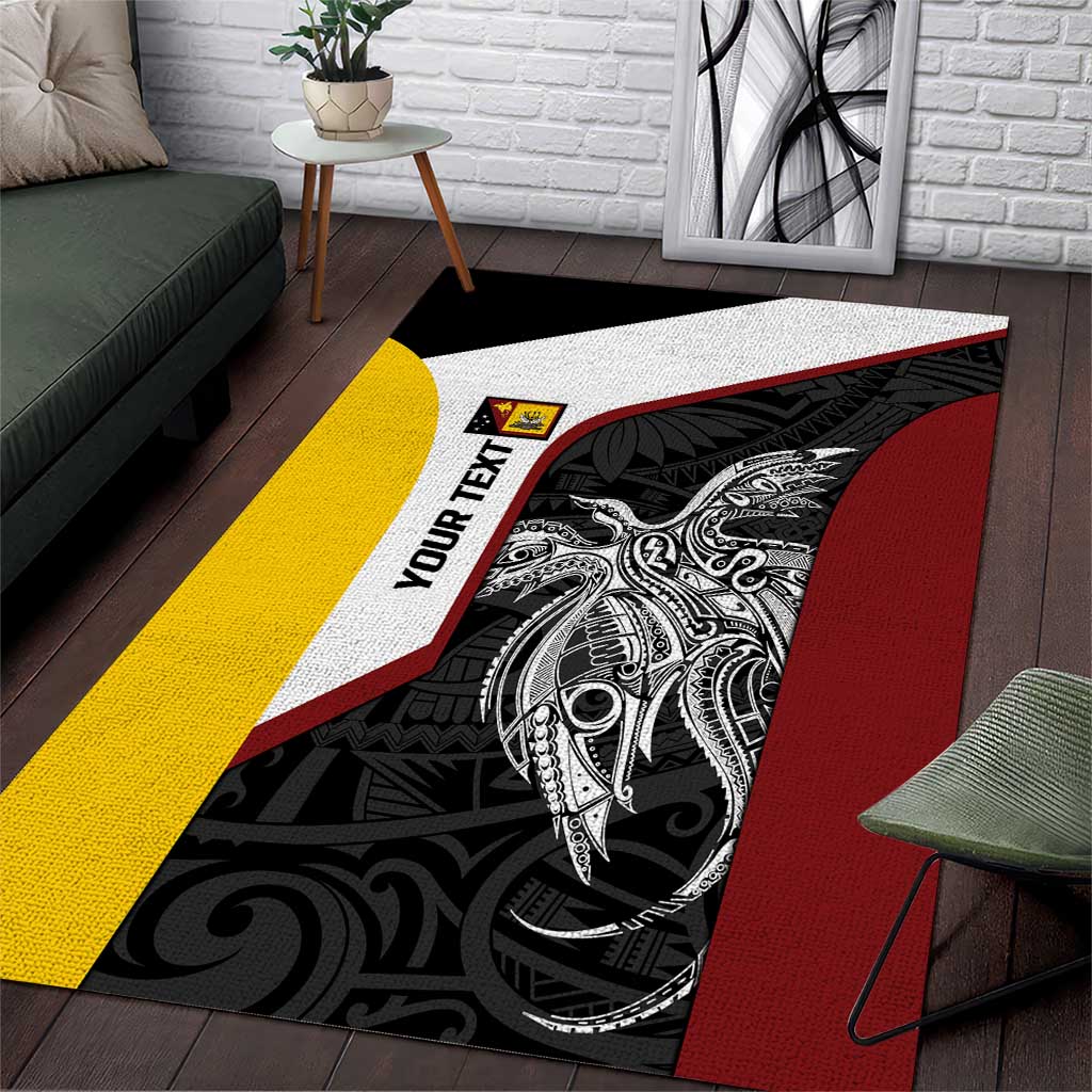 Personalised PNG Western Province Area Rug Bird of Paradise Tattoo Flag Motif LT9 Red - Polynesian Pride