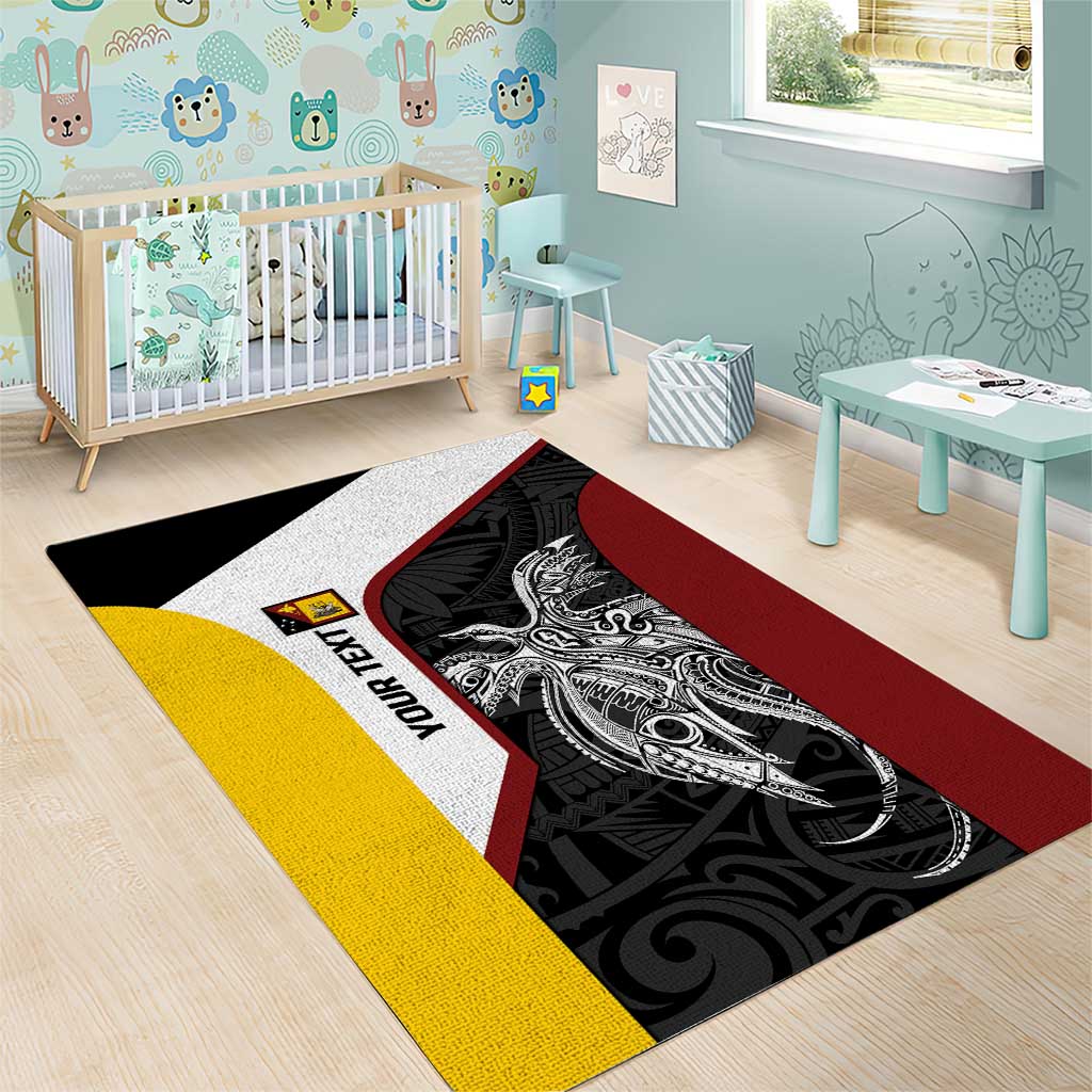 Personalised PNG Western Province Area Rug Bird of Paradise Tattoo Flag Motif LT9 - Polynesian Pride