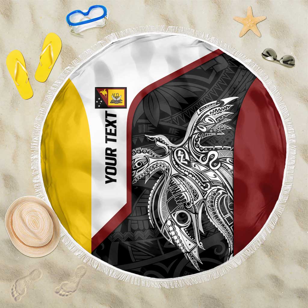 Personalised PNG Western Province Beach Blanket Bird of Paradise Tattoo Flag Motif LT9 One Size 150cm Red - Polynesian Pride