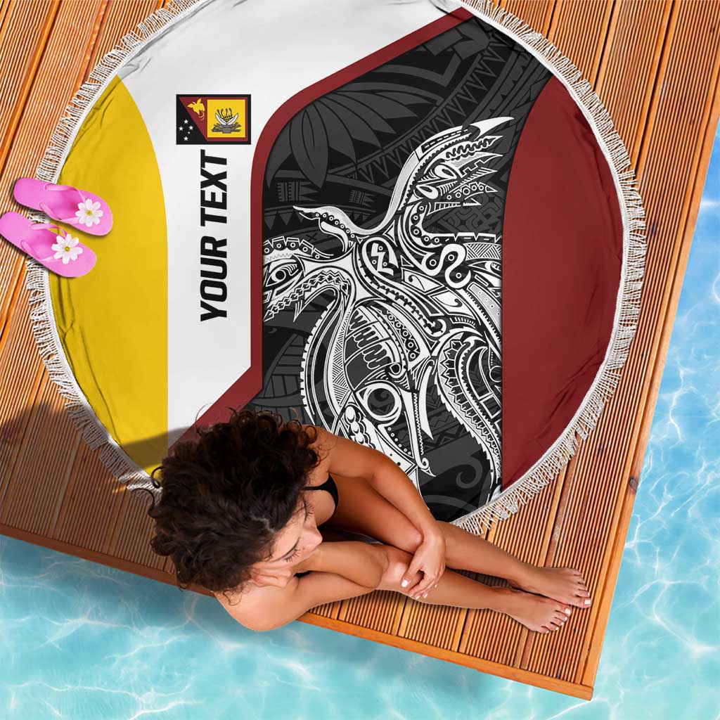 Personalised PNG Western Province Beach Blanket Bird of Paradise Tattoo Flag Motif LT9 - Polynesian Pride