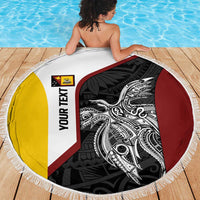 Personalised PNG Western Province Beach Blanket Bird of Paradise Tattoo Flag Motif LT9 - Polynesian Pride
