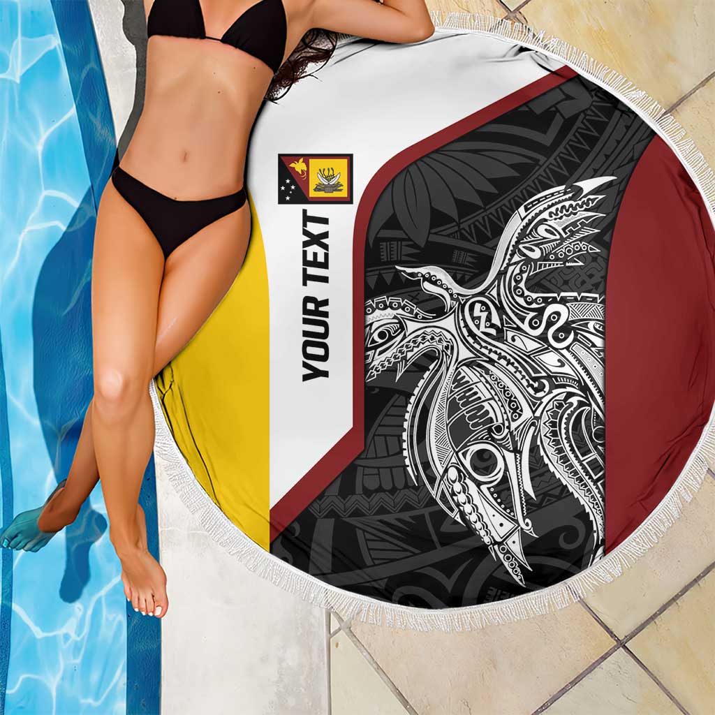 Personalised PNG Western Province Beach Blanket Bird of Paradise Tattoo Flag Motif LT9 - Polynesian Pride