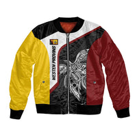 Personalised PNG Western Province Bomber Jacket Bird of Paradise Tattoo Flag Motif LT9 Unisex Red - Polynesian Pride