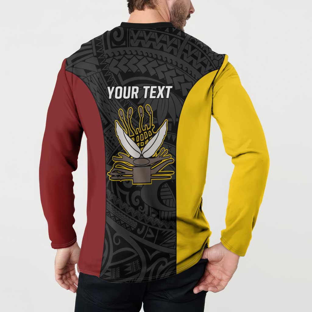Personalised PNG Western Province Button Sweatshirt Bird of Paradise Tattoo Flag Motif LT9 - Polynesian Pride