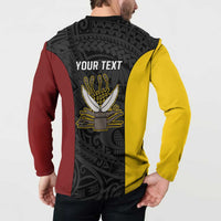 Personalised PNG Western Province Button Sweatshirt Bird of Paradise Tattoo Flag Motif LT9 - Polynesian Pride