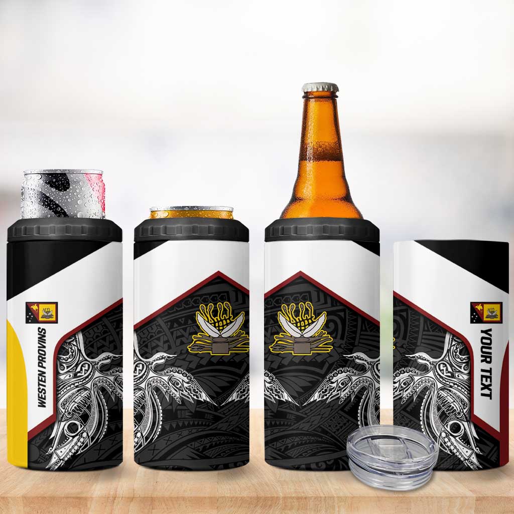 Personalised PNG Western Province 4 in 1 Can Cooler Tumbler Bird of Paradise Tattoo Flag Motif LT9 - Polynesian Pride
