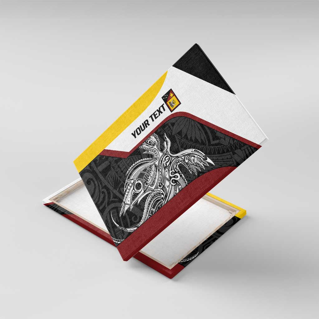 Personalised PNG Western Province Canvas Wall Art Bird of Paradise Tattoo Flag Motif LT9 With Frame Red - Polynesian Pride