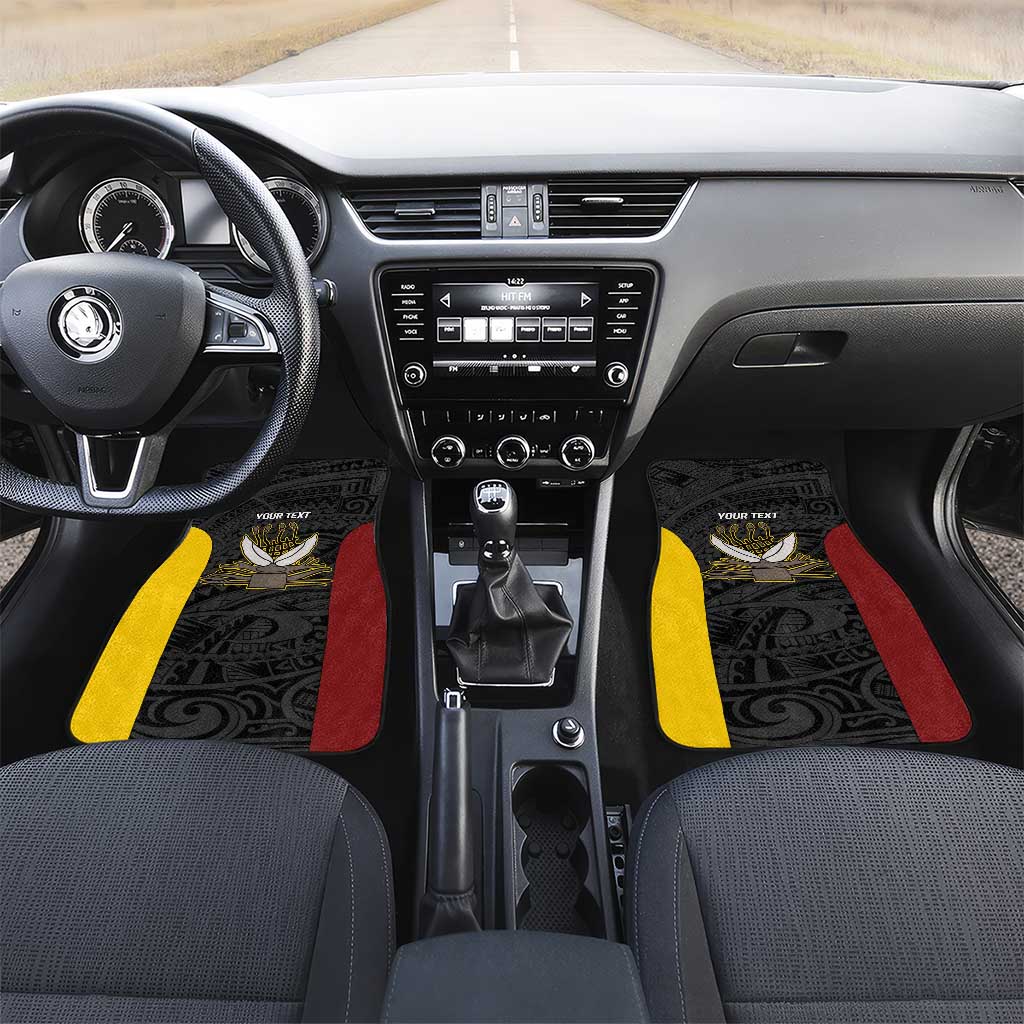 Personalised PNG Western Province Car Mats Bird of Paradise Tattoo Flag Motif LT9 Set 2pcs - Front Red - Polynesian Pride