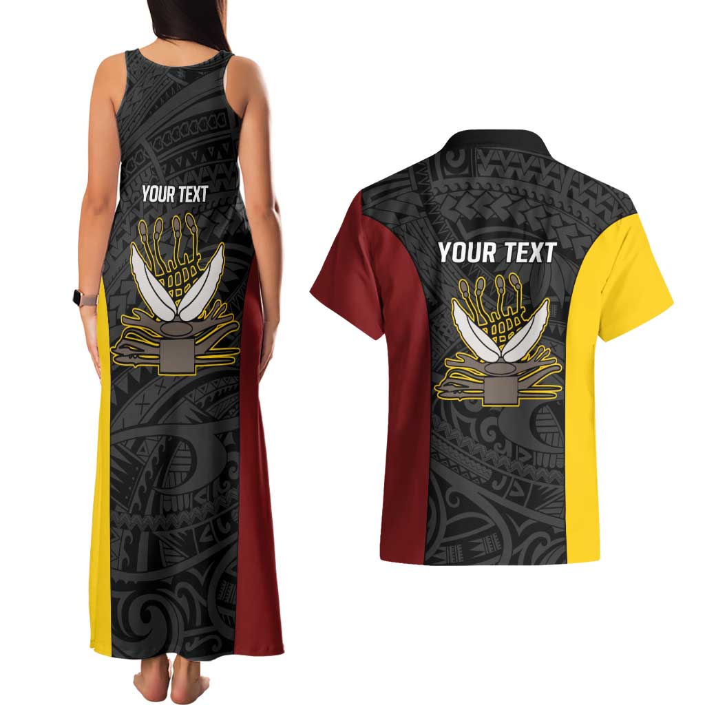 Personalised PNG Western Province Couples Matching Tank Maxi Dress and Hawaiian Shirt Bird of Paradise Tattoo Flag Motif LT9 - Polynesian Pride