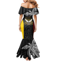 Personalised PNG Western Province Family Matching Mermaid Dress and Hawaiian Shirt Bird of Paradise Tattoo Flag Motif LT9 - Polynesian Pride