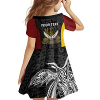 Personalised PNG Western Province Family Matching Off Shoulder Maxi Dress and Hawaiian Shirt Bird of Paradise Tattoo Flag Motif LT9 - Polynesian Pride