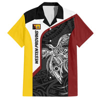 Personalised PNG Western Province Family Matching Puletasi and Hawaiian Shirt Bird of Paradise Tattoo Flag Motif LT9 Dad's Shirt - Short Sleeve Red - Polynesian Pride
