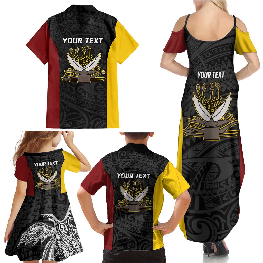 Personalised PNG Western Province Family Matching Summer Maxi Dress and Hawaiian Shirt Bird of Paradise Tattoo Flag Motif LT9 - Polynesian Pride