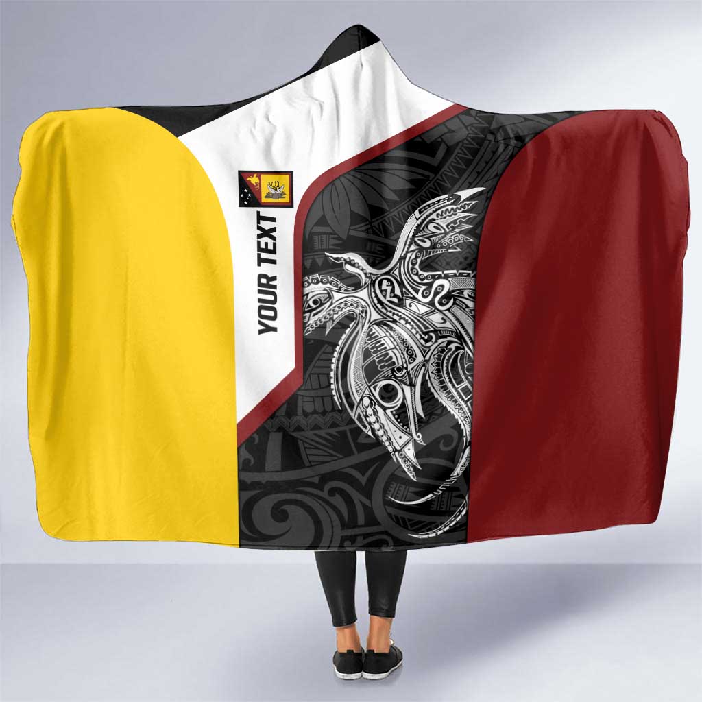 Personalised PNG Western Province Hooded Blanket Bird of Paradise Tattoo Flag Motif LT9 One Size Red - Polynesian Pride
