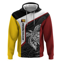 Personalised PNG Western Province Hoodie Bird of Paradise Tattoo Flag Motif LT9 Pullover Hoodie Red - Polynesian Pride
