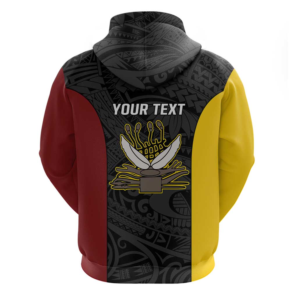 Personalised PNG Western Province Hoodie Bird of Paradise Tattoo Flag Motif LT9 - Polynesian Pride