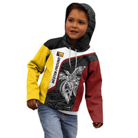 Personalised PNG Western Province Kid Hoodie Bird of Paradise Tattoo Flag Motif LT9 - Polynesian Pride
