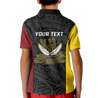 Personalised PNG Western Province Kid Polo Shirt Bird of Paradise Tattoo Flag Motif LT9 - Polynesian Pride