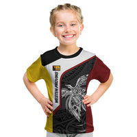 Personalised PNG Western Province Kid T Shirt Bird of Paradise Tattoo Flag Motif LT9 Red - Polynesian Pride