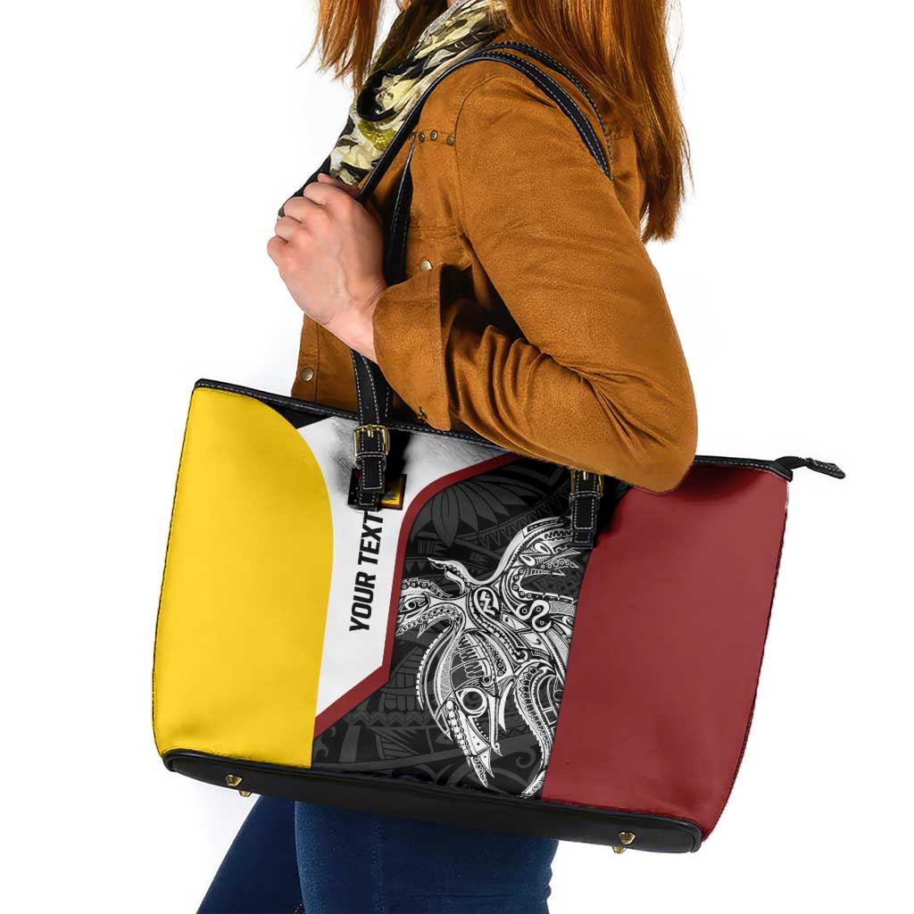 Personalised PNG Western Province Leather Tote Bag Bird of Paradise Tattoo Flag Motif LT9 Red - Polynesian Pride