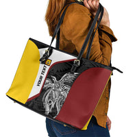 Personalised PNG Western Province Leather Tote Bag Bird of Paradise Tattoo Flag Motif LT9 - Polynesian Pride