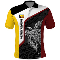 Personalised PNG Western Province Polo Shirt Bird of Paradise Tattoo Flag Motif LT9 Red - Polynesian Pride