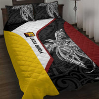 Personalised PNG Western Province Quilt Bed Set Bird of Paradise Tattoo Flag Motif LT9 Red - Polynesian Pride