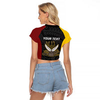 Personalised PNG Western Province Raglan Cropped T Shirt Bird of Paradise Tattoo Flag Motif LT9 - Polynesian Pride