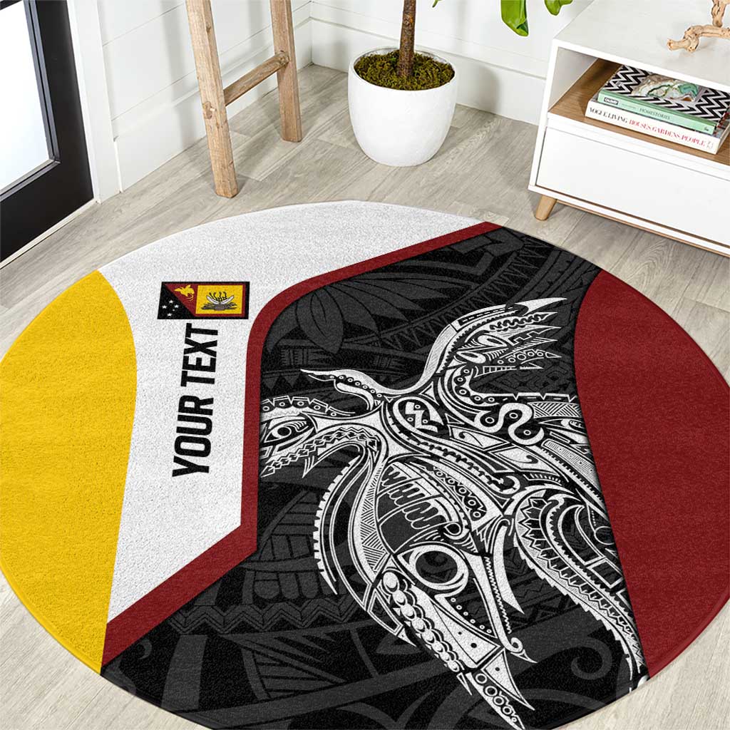 Personalised PNG Western Province Round Carpet Bird of Paradise Tattoo Flag Motif LT9 Red - Polynesian Pride